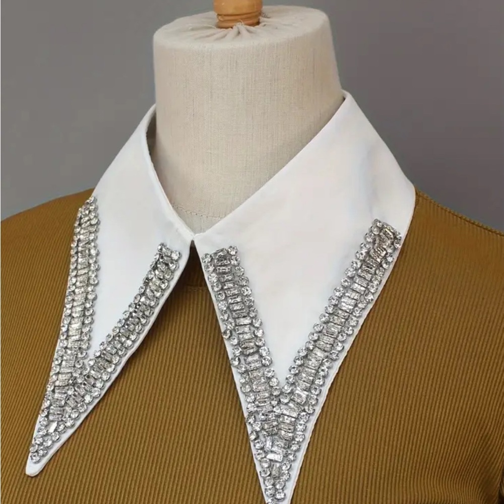 Embellished Black Floral Detachable Collar - Black - Picture 3 of 6